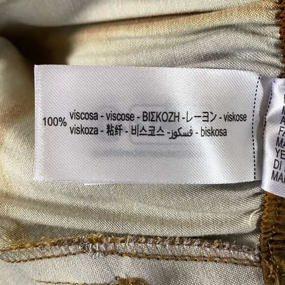 Zara Satin Effect Geometric Pants Womens Size Small Multicolor Wide Leg Flaws - Picture 9 of 16